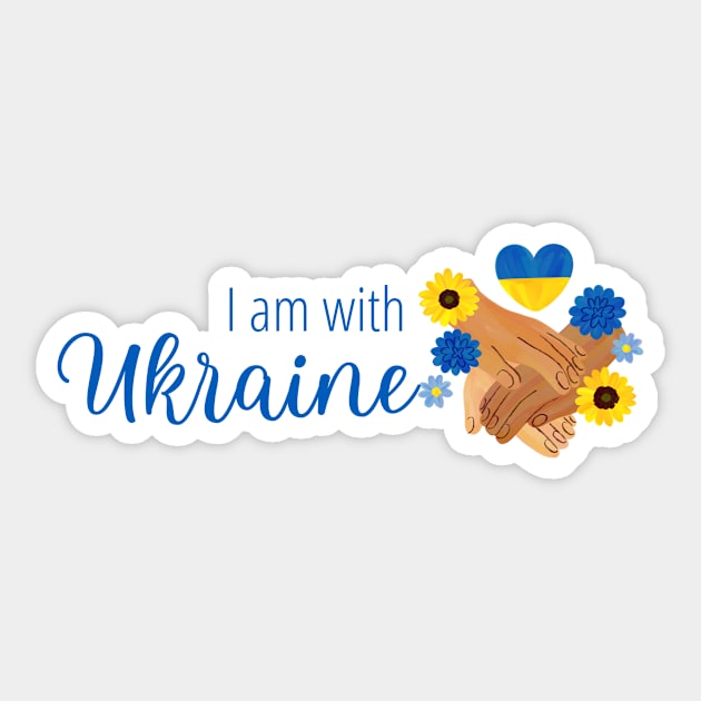 I am with Ukraine, design with heart, flowers and hands Sticker by g14u